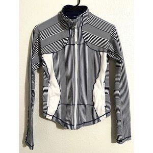 Lululemon Forme Striped Jacket Luon Fabric in White/Navy